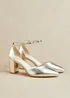 Linzi Davina Wide Fit Gold Faux Leather Court Heel - Size 7 Image 6