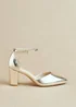 Linzi Davina Wide Fit Gold Faux Leather Court Heel - Size 7 Image 1