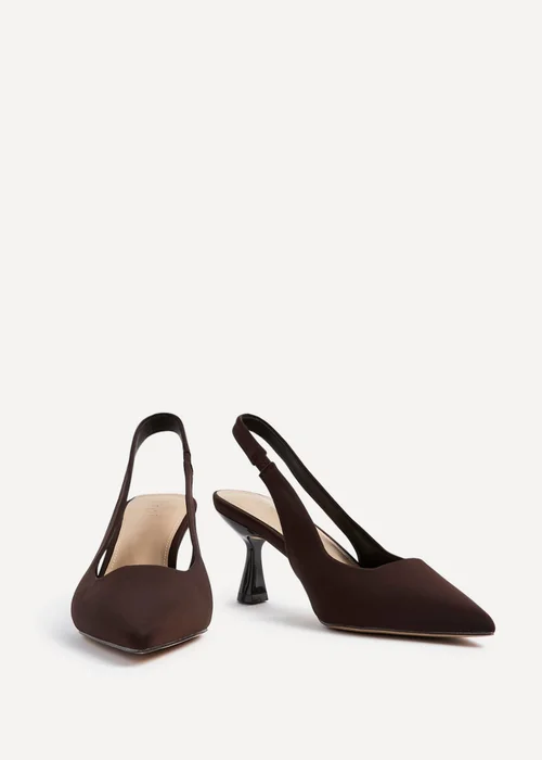 Linzi Presley Brown Scuba Sling Back Low Court Heel - Size 5 Image 3