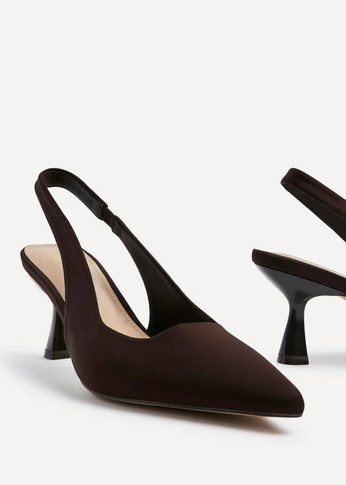 Linzi Presley Brown Scuba Sling Back Low Court Heel - Size 5 Image 4