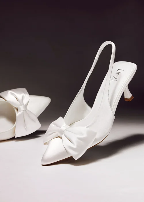 Linzi Merlot Bridal Ivory Satin Slingback Court Heels - Size 3 Image 1