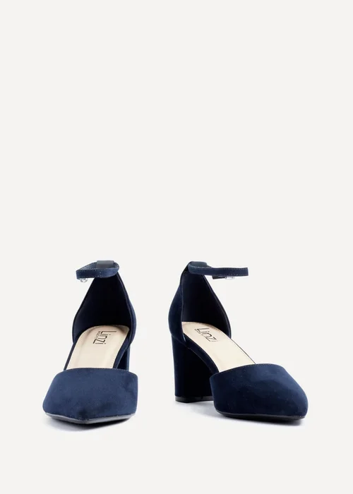 Linzi Davina Wide Fit Navy Faux Suede Court Heel - Size 5 Image 3