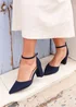 Linzi Davina Wide Fit Navy Faux Suede Court Heel - Size 5 Image 1