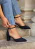 Linzi Davina Wide Fit Navy Faux Suede Court Heel - Size 5 Image 6