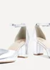 Linzi Davina Wide Fit Silver Faux Leather Court Heel - Size 4 Image 4