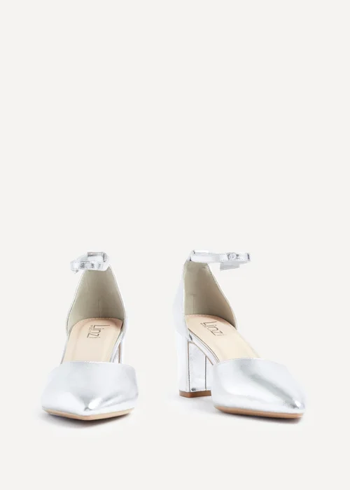 Linzi Davina Wide Fit Silver Faux Leather Court Heel - Size 4 Image 3