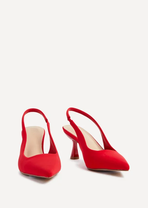 Linzi Presley Red Lycra Sling Back Low Court Heel - Size 3 Image 3
