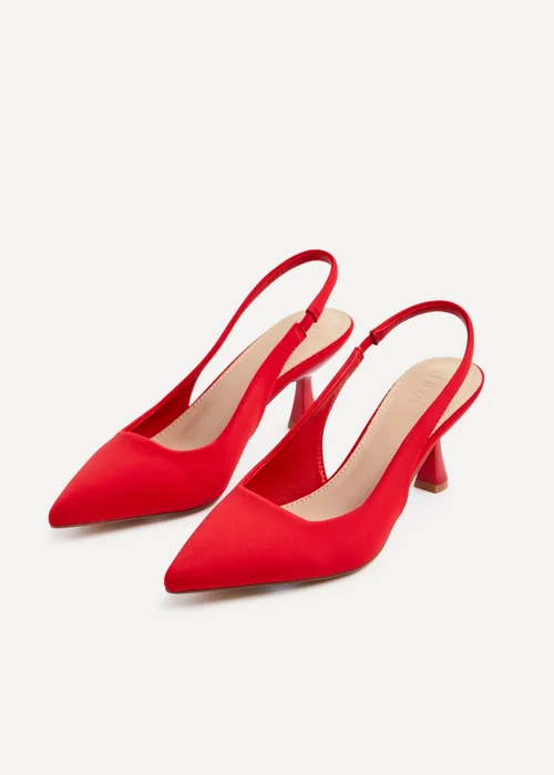 Linzi Presley Red Lycra Sling Back Low Court Heel - Size 3 Image 4