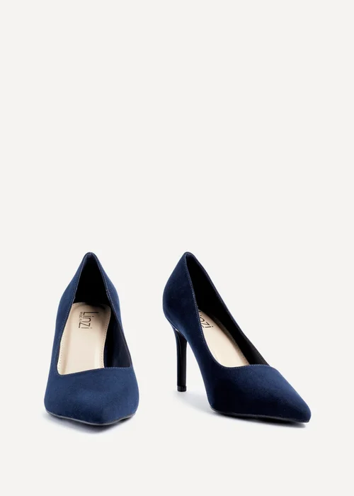 Linzi Martina Wide Fit Navy Faux Suede Classic Court Heel - Size 4 Image 3