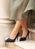 Linzi Martina Wide Fit Navy Faux Suede Classic Court Heel - Size 4 Image 1