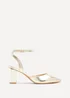 Linzi Rendall Gold Faux Leather Open Back Block Heeled Court Shoe - Size 6 Image 2