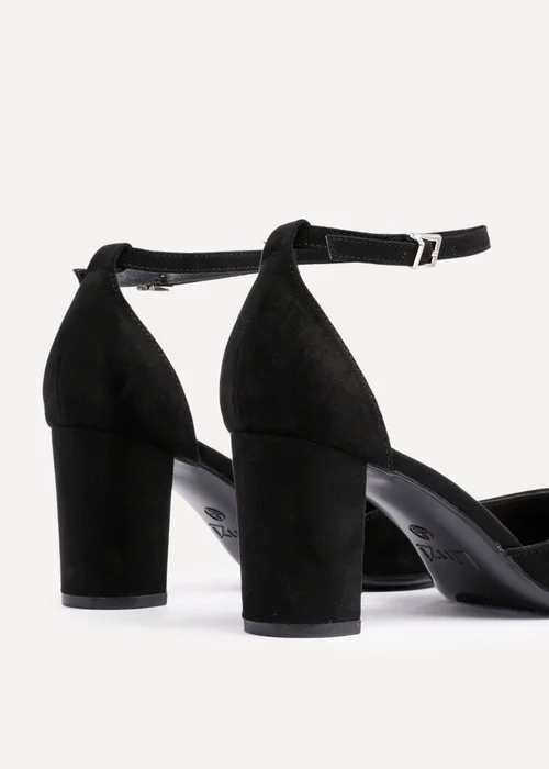 Linzi Leona Black Faux Suede Closed Back Block Heeled Court Shoe - Size 6 Image 4