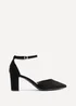 Linzi Leona Black Faux Suede Closed Back Block Heeled Court Shoe - Size 6 Image 2