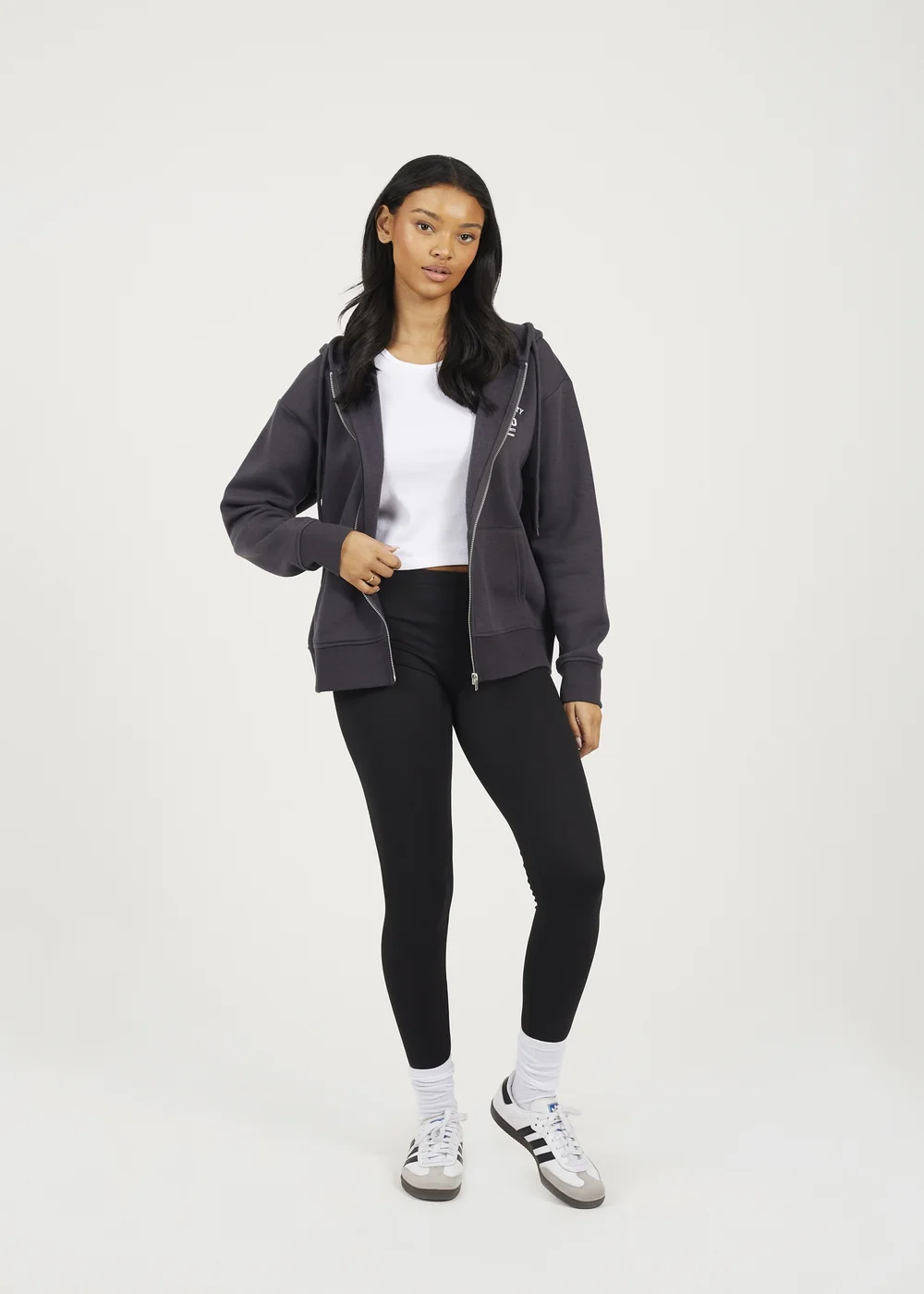Brave Soul Charcoal Zip Through Hoodie - L Image 4