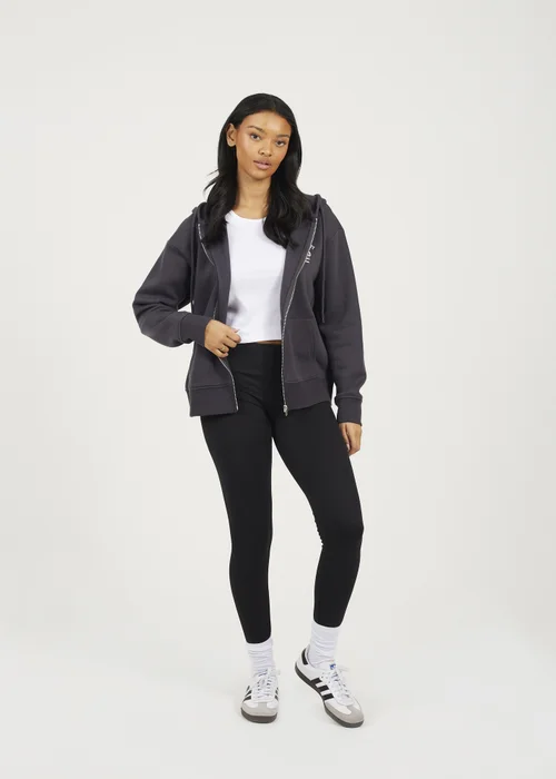Brave Soul Charcoal Zip Through Hoodie - L Image 4