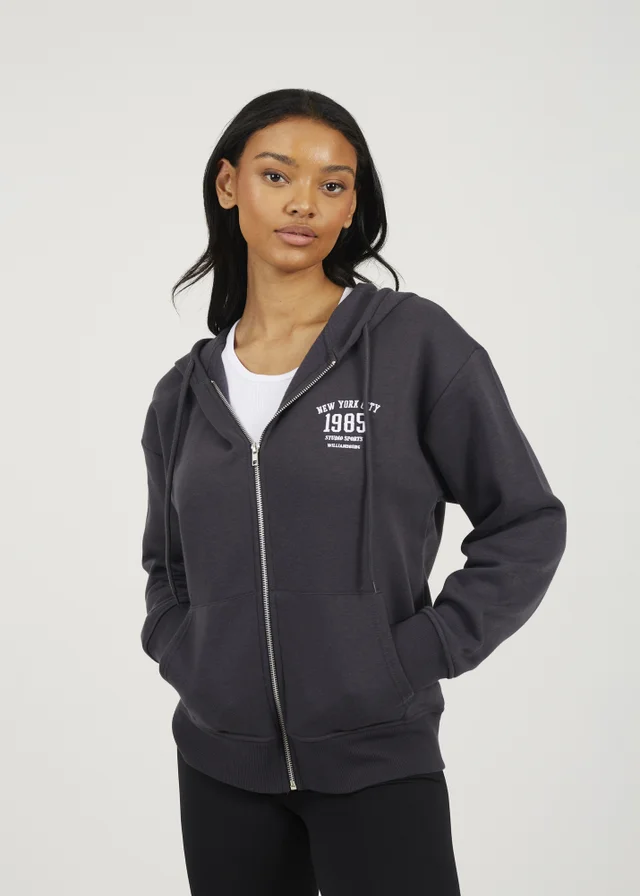 Brave Soul Charcoal Zip Through Hoodie