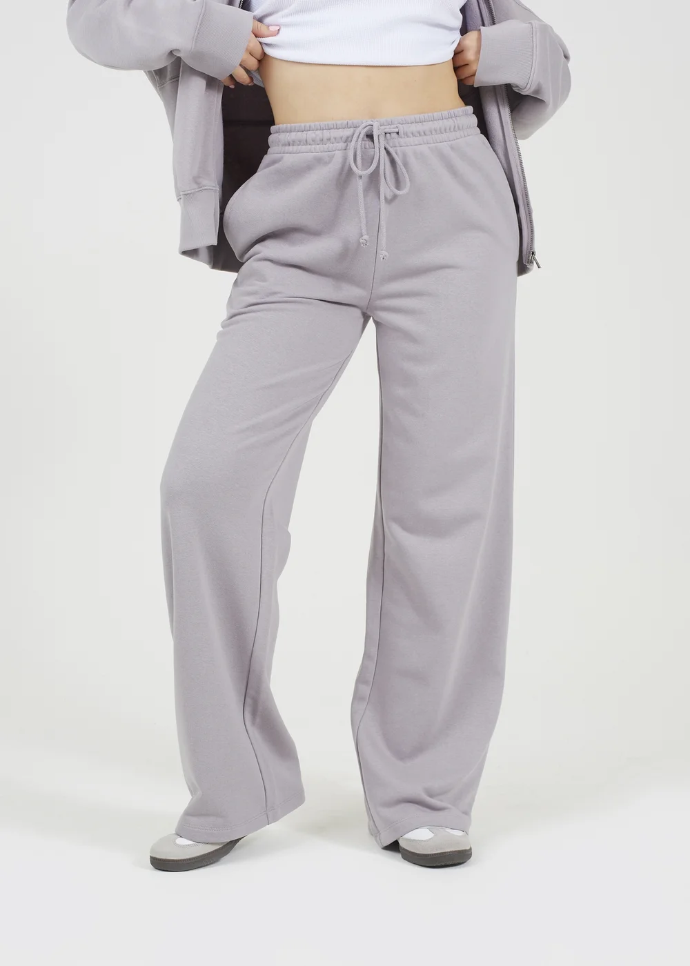 Brave Soul Grey Cotton Blend Wide Leg Joggers - XL Image 1