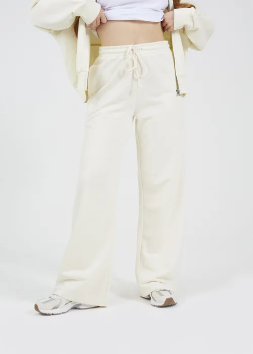 Brave Soul Cream Cotton Blend Wide Leg Joggers - XL Image 1