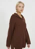 Brave Soul Chocolate Oversized 1/2 Zip Knitted Jumper - Small Image 3