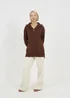 Brave Soul Chocolate Oversized 1/2 Zip Knitted Jumper - Small Image 4