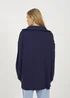 Brave Soul Navy Oversized 1/2 Zip Knitted Jumper - Extra Large Image 2
