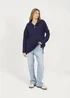 Brave Soul Navy Oversized 1/2 Zip Knitted Jumper - Extra Large Image 4