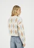 Brave Soul Cream Round Neck Argyle Knit Cardigan - Medium Image 2