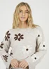 Brave Soul Taupe Floral Jacquard Knit Jumper - Small Image 3