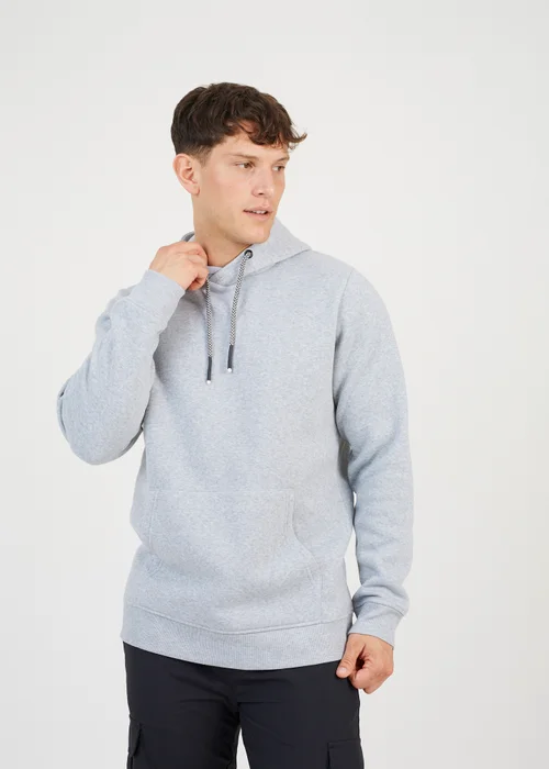 Brave Soul Light Grey Hoodie With Kangaroo Pocket - Large Image 1
