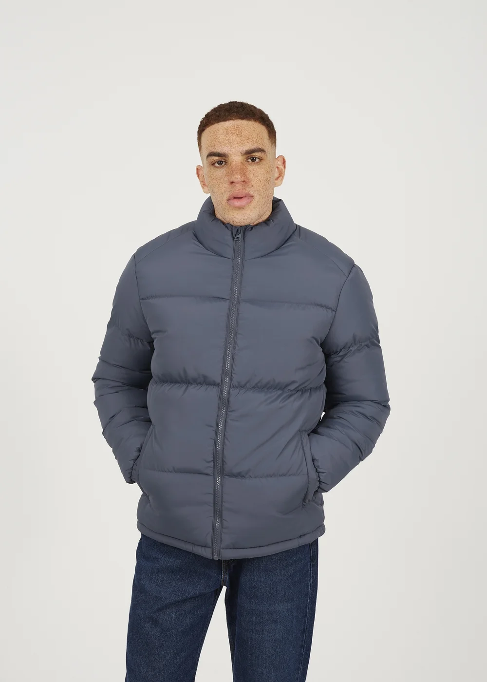 Brave Soul Blue Funnel Neck Padded Jacket - XL Image 1