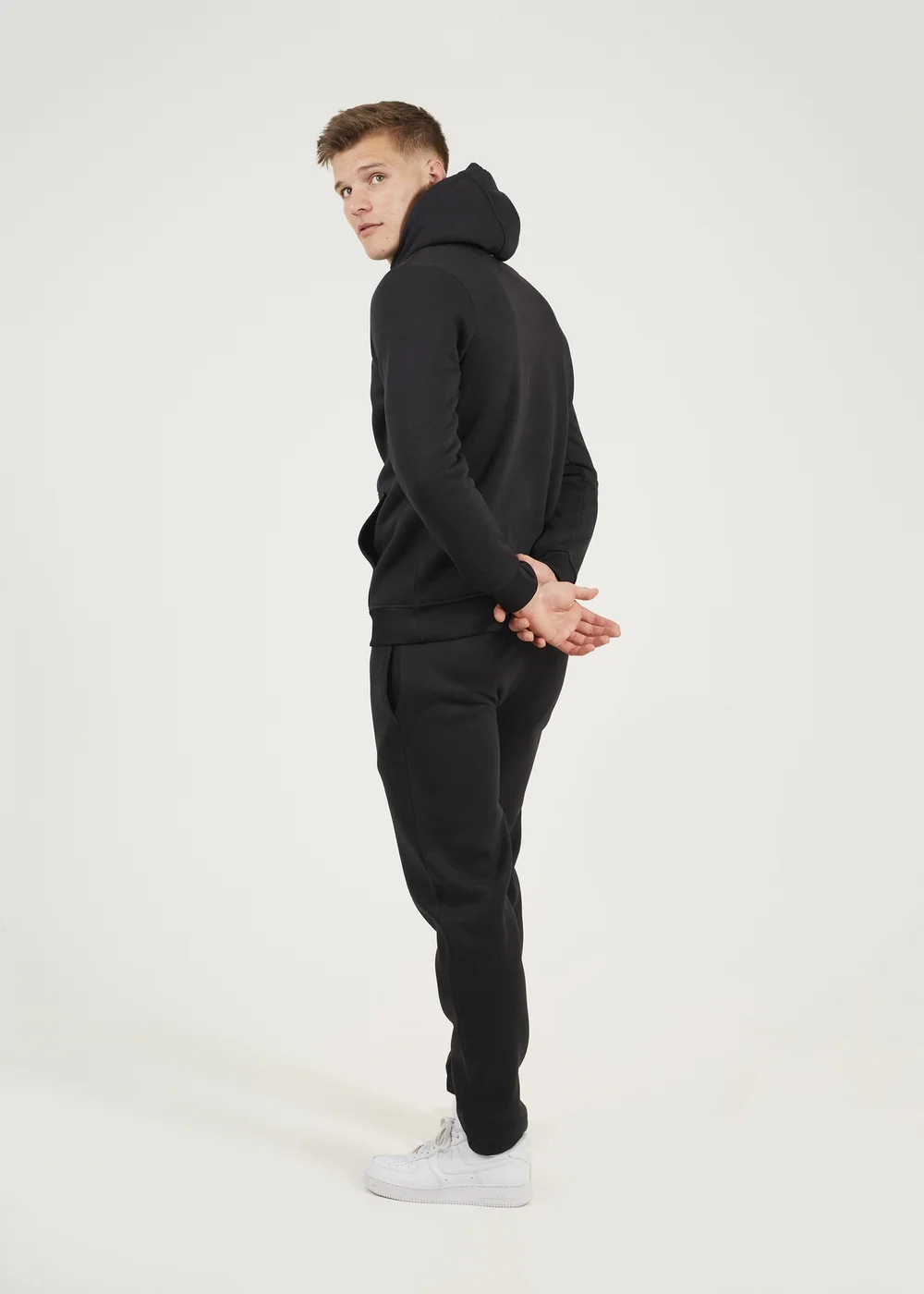 Brave Soul Black Crossover Neck Hoodie and Joggers Set - XXL Image 2