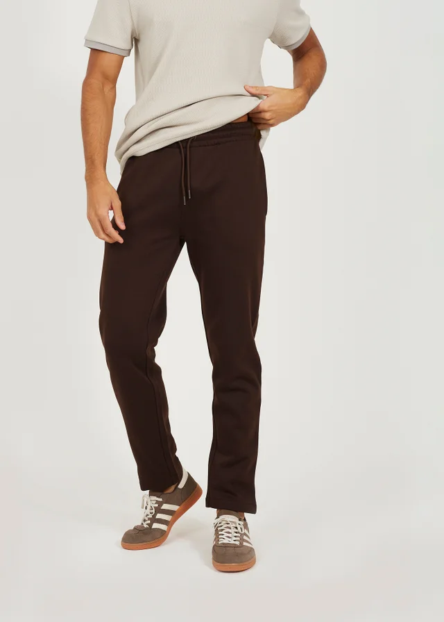 Brave Soul Chocolate Straight Leg Open Hem Joggers