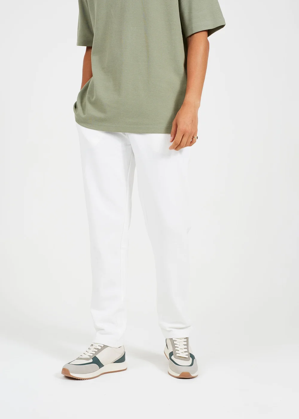Brave Soul Cream Straight Leg Open Hem Joggers - XL Image 1