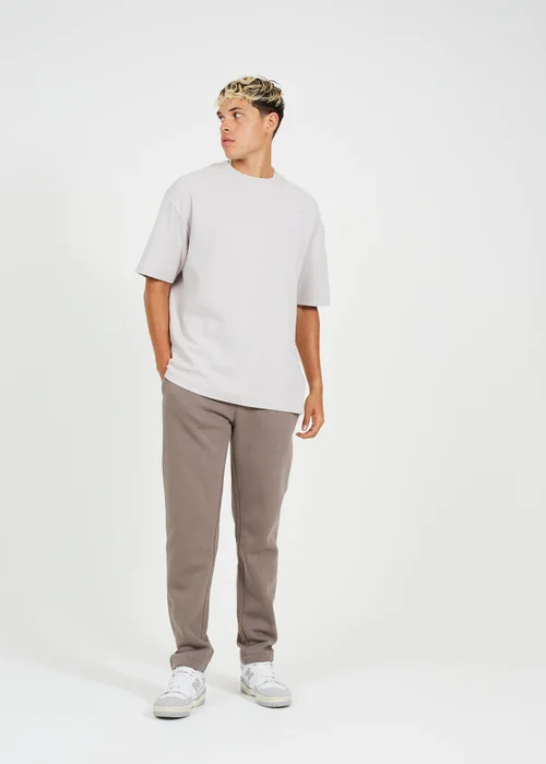 Brave Soul Taupe Straight Leg Open Hem Joggers - L Image 4