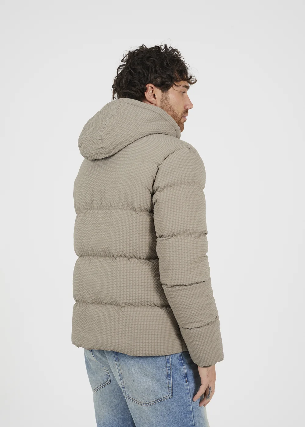 Brave Soul Taupe Hooded Padded Jacket - L Image 2