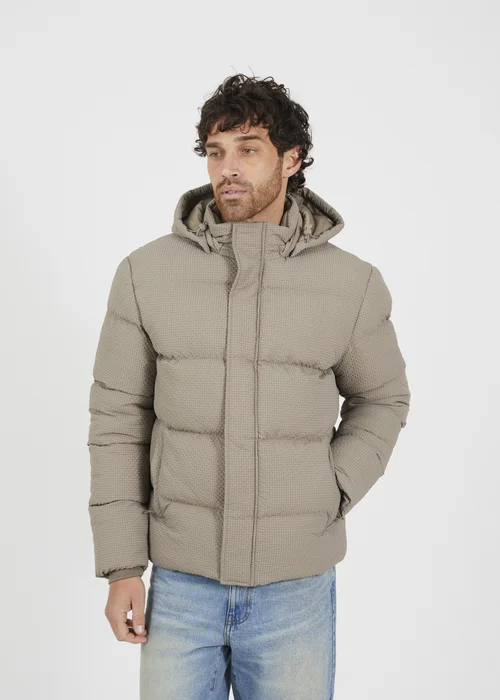 Brave Soul Taupe Hooded Padded Jacket - L Image 1