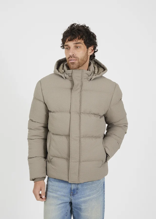 Brave Soul Taupe Hooded Padded Jacket