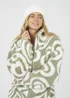 Brave Soul Soft Green Graphic Heart Print Zip Through Sherpa Fleece - S Image 3