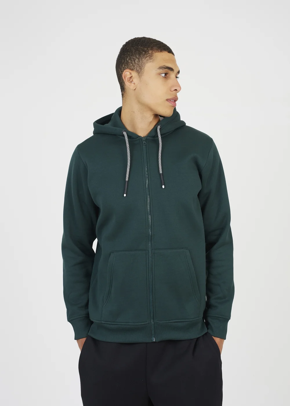 Brave Soul Dark Green Full Zip Hoodie - Medium Image 1
