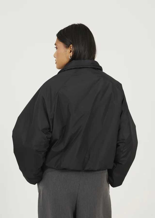 Brave Soul Black Cropped Oversized Raglan Sleeve Padded Jacket