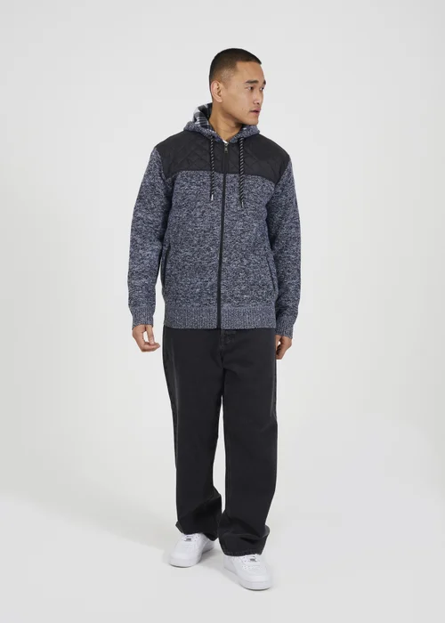 Brave Soul Black Full Zip Hoodie with Contrast Panel - XL Image 4