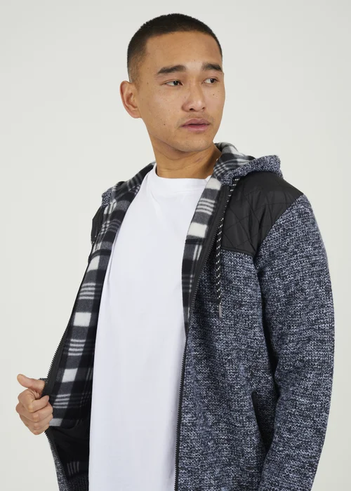 Brave Soul Black Full Zip Hoodie with Contrast Panel - XL Image 3