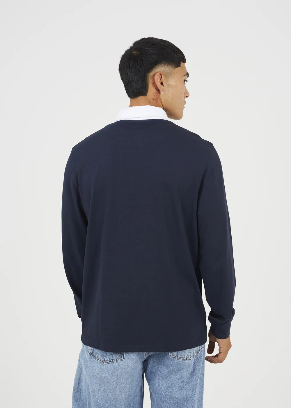 Brave Soul Navy Solid Colour Rugby Shirt - Extra Large Image 2