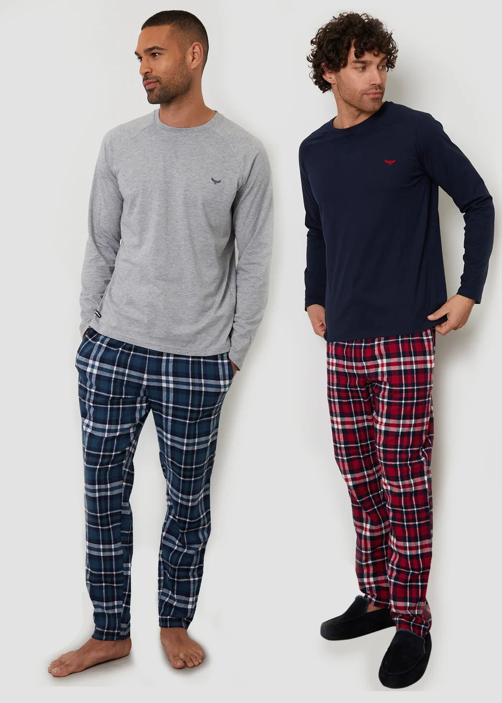 Threadbare Navy 2-Pack Cotton Blend Check Pyjama Sets - Extra Large Image 1