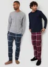 Threadbare Navy 2-Pack Cotton Blend Check Pyjama Sets - Extra Large Image 1