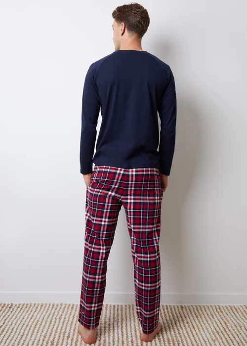 Threadbare Navy 2-Pack Cotton Blend Check Pyjama Sets - Extra Large Image 3
