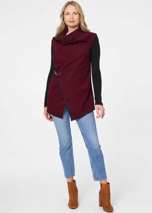Izabel London Red Asymmetric Buckle Detail Wrap Jacket - 8 Image 4