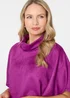 Izabel London Purple Suedette Cowl Neck Batwing Sleeve Top - L Image 3