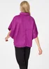 Izabel London Purple Suedette Cowl Neck Batwing Sleeve Top - L Image 2