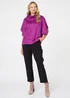 Izabel London Purple Suedette Cowl Neck Batwing Sleeve Top - L Image 4